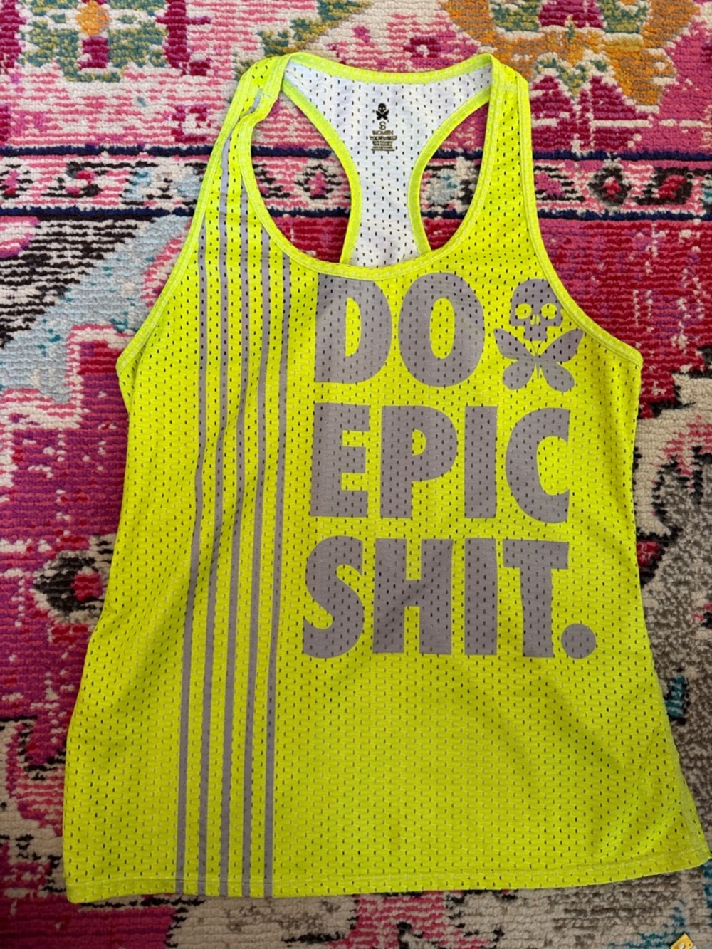 Betty Designs Neon Yellow Racerback Run Tank Do Epic Shit size small